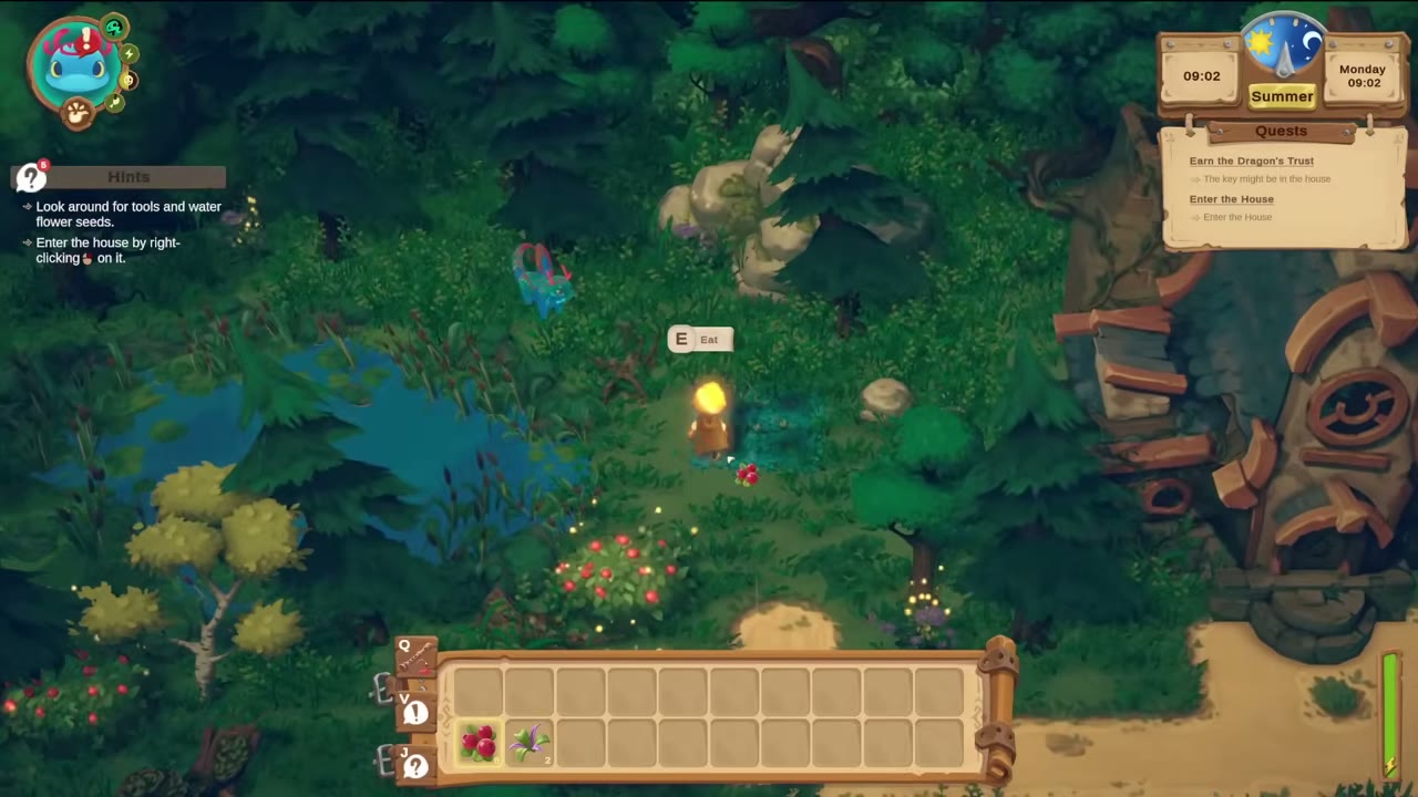 Demo-Quest: nach der Hofarbeit den Ruf des Drachen finden